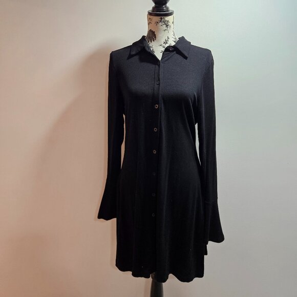 Shein Bell Sleeve Button Front Shirt Dress 1x - Picture 3 of 5